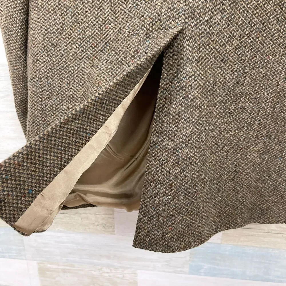 Lands End Tweed Sport Coat Brown Lambswool Wool Two Button USA Mens 43L 43 Long